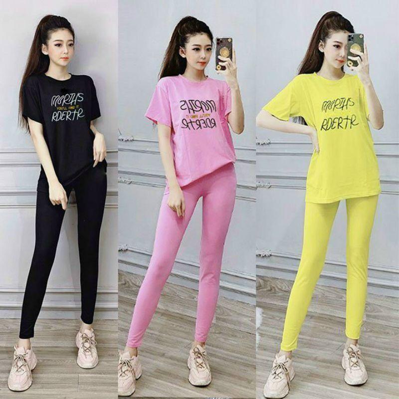 Bộ đồ thể thao form rộng thêu chữ