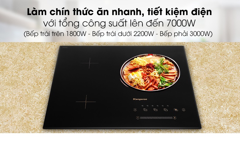 Bếp Từ Ba Vùng Nấu Lắp Âm Kangaroo KG836i - Hàng Chính Hãng Thái Lan