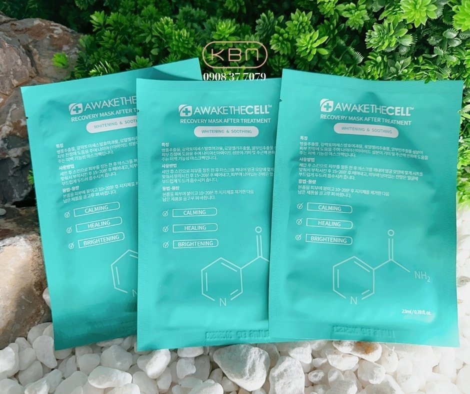 Hộp 10 Miếng Mặt Nạ Cấp Ẩm, Làm Dịu Da, Dưỡng Trắng Da SOOTHING RECOVERY Awakethe Cell Hàn Quốc - Mặt nạ Phục Hồi