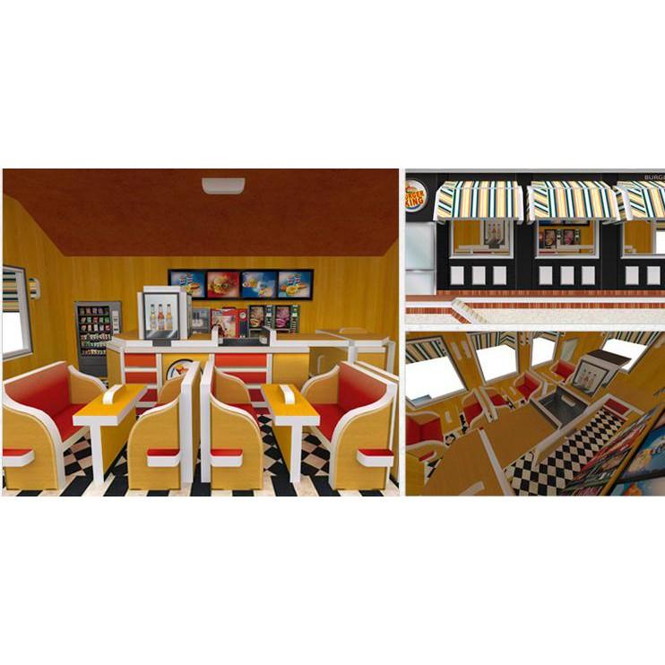 Mô hình giấy 3D - Bộ nhà truyền thống Mỹ - Fast Food Restaurant-W3124h