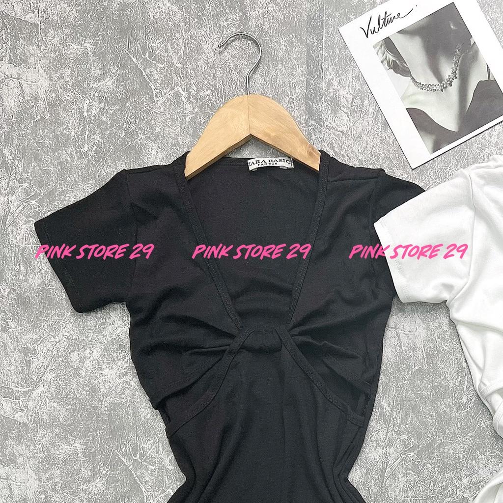 Đầm body cutout tay ngắn PINKSTORE29 dáng ngắn khoét eo cổ v sâu SEXY D067