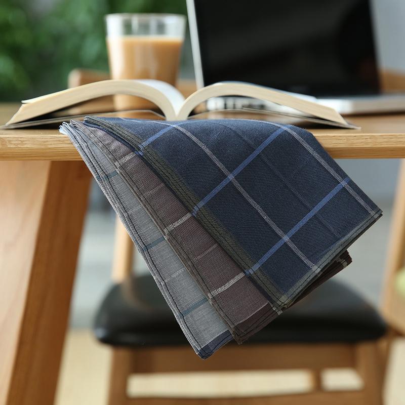 2pcs/set 100% Cotton Square Plaid Handkerchief Hanky Wedding Party Dinner Hankie