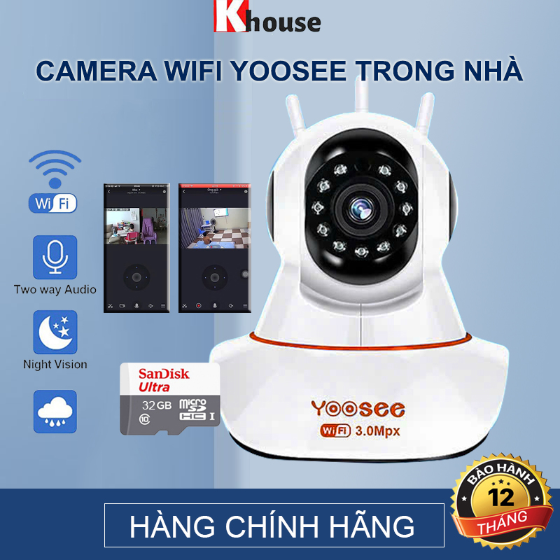 Camera Yoosee Trong Nhà Thế Hệ Mới Ban Đêm Có Màu, Đàm Thoại Hai Chiều Full HD 1080P-Hàng Nhập Khẩu - CAMERA  THẺ 32GB