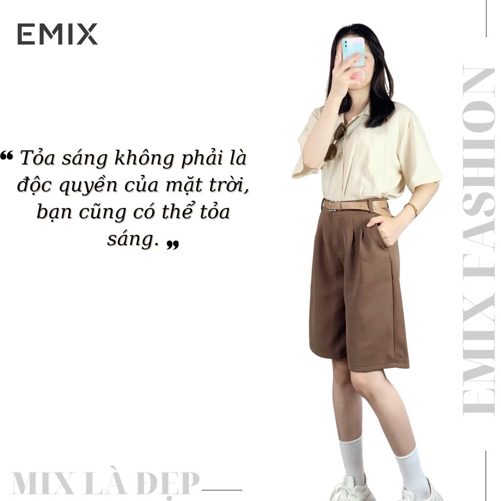 Quần tây nữ short lửng EMIX (4 màu), dáng lửng, ống rộng, cạp cao, khóa trước, vải tuyết mưa mềm mịn, không lộ