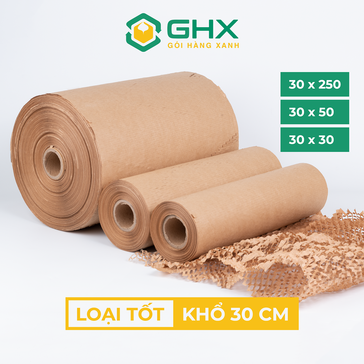 Giấy Tổ Ong Size 30cm - Gói hàng chống sốc - Chất giấy kraft xi măng 80gsm loại 1 - Thay bóng khí/xốp nilon