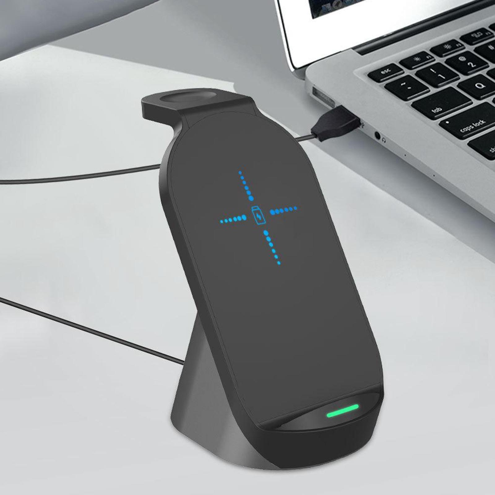 Desktop 15W Qi Wireless Charger Dock for iPhone XR 8 iWatch AirPods