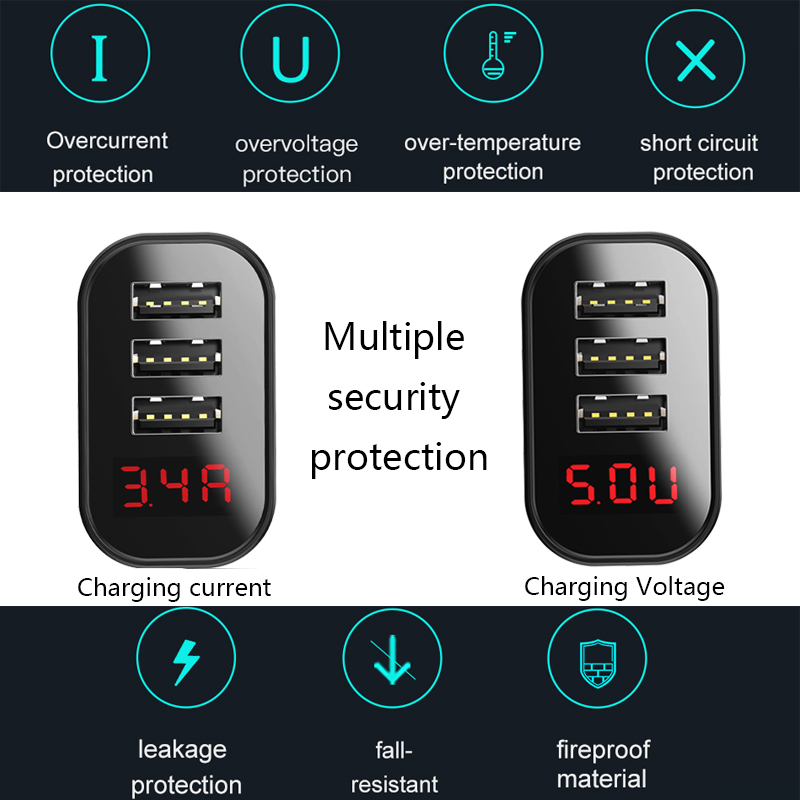 Adapter cóc sạc nhanh 3 cổng Baseus Travel Mirror Chip IC điều chỉnh dòng điện thông minh - Hàng chính hãng