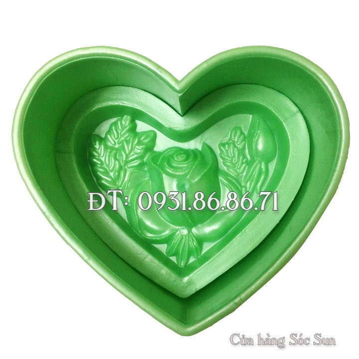 Khuôn ép xôi hình tim hoa hồng búp kèm lá loại 16 cm - Mã số 1563