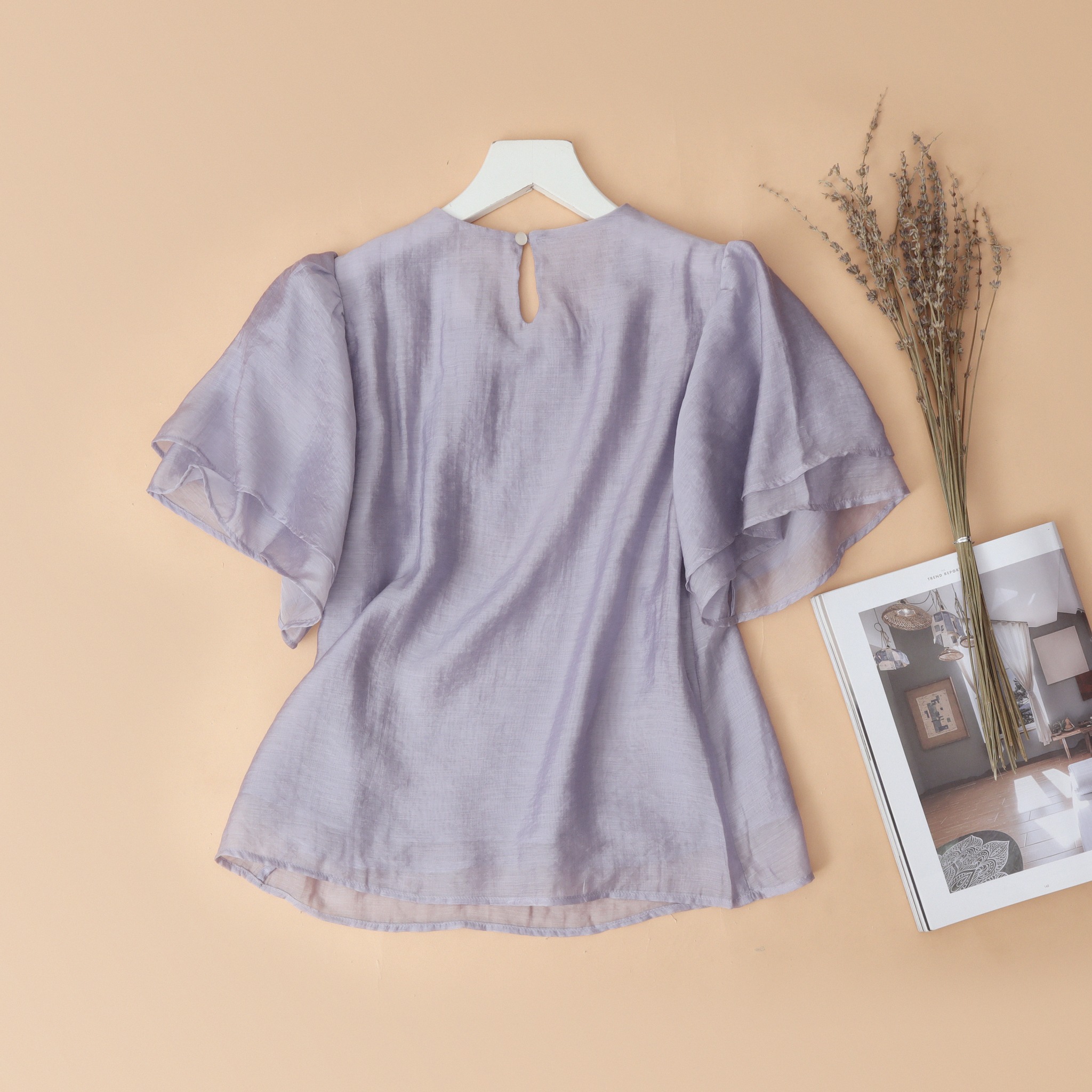 Áo tơ cotton KACHISA cánh tiên màu tím violet