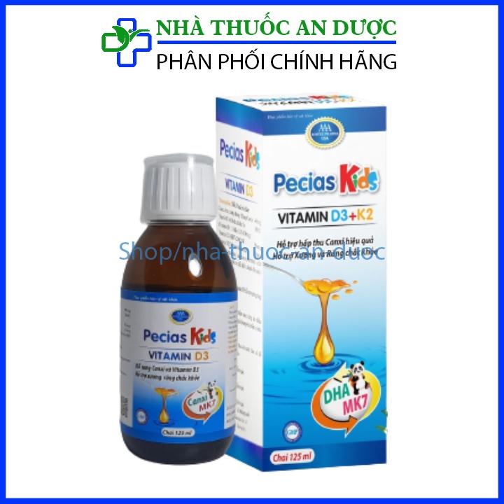 Vitamin D3 Pecias Kids bổ sung Canxi và Vitamin D3, hỗ trợ xương răng chắc khoẻ - 125ml