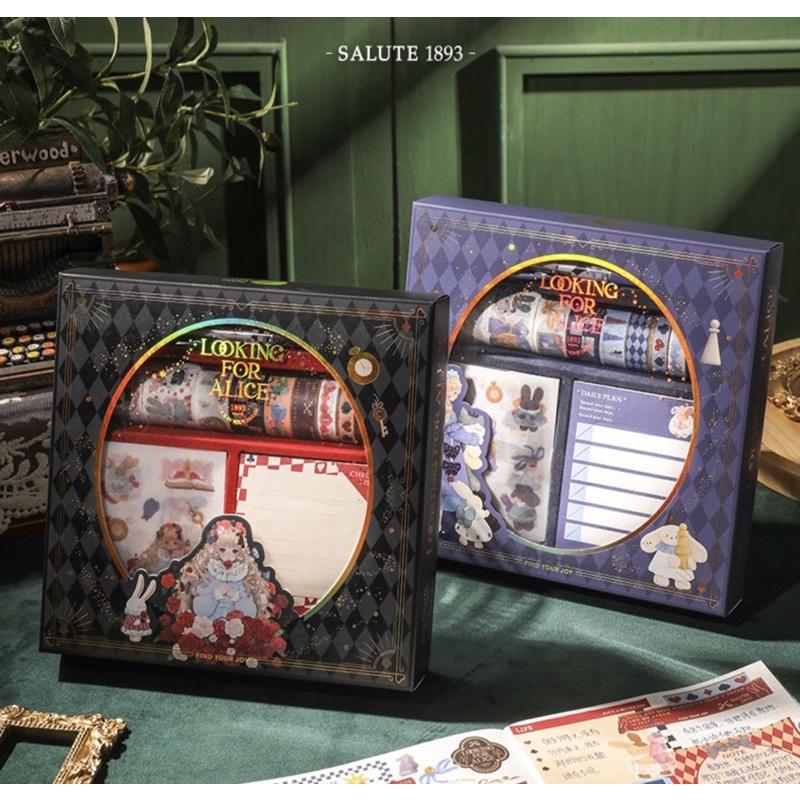 Bộ quà tặng sticker trang trí sổ tay bỏ túi Looking for Alice Series