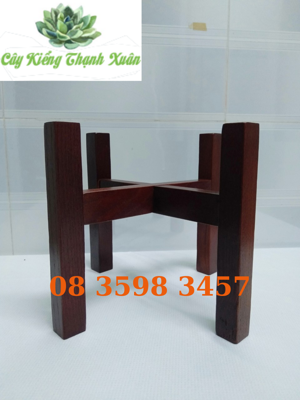 Kệ để chậu hoa, cây cảnh chân vuông màu nâu