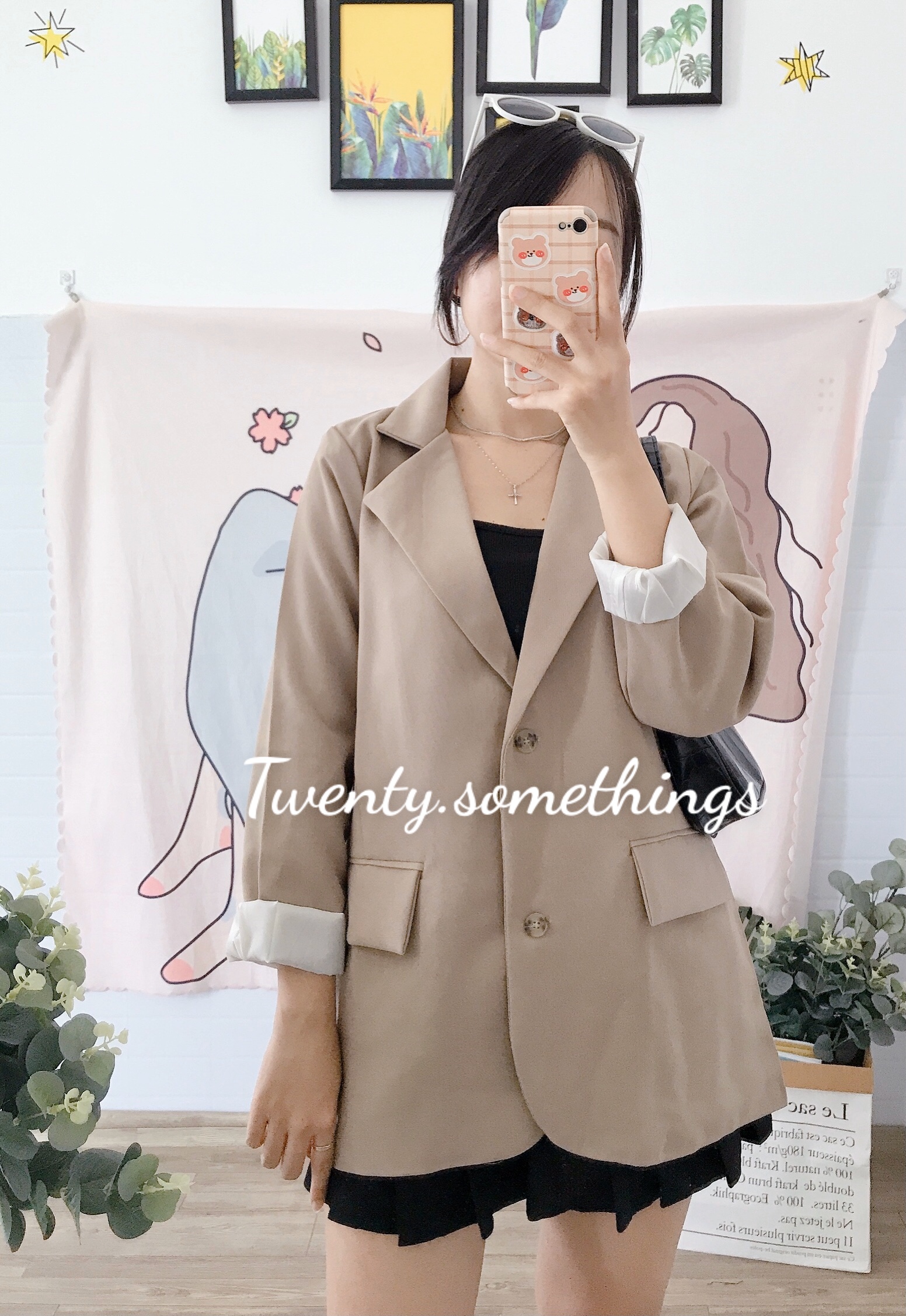 ÁO BLAZER NÂU TÂY HÀN QUỐC 2 LỚP