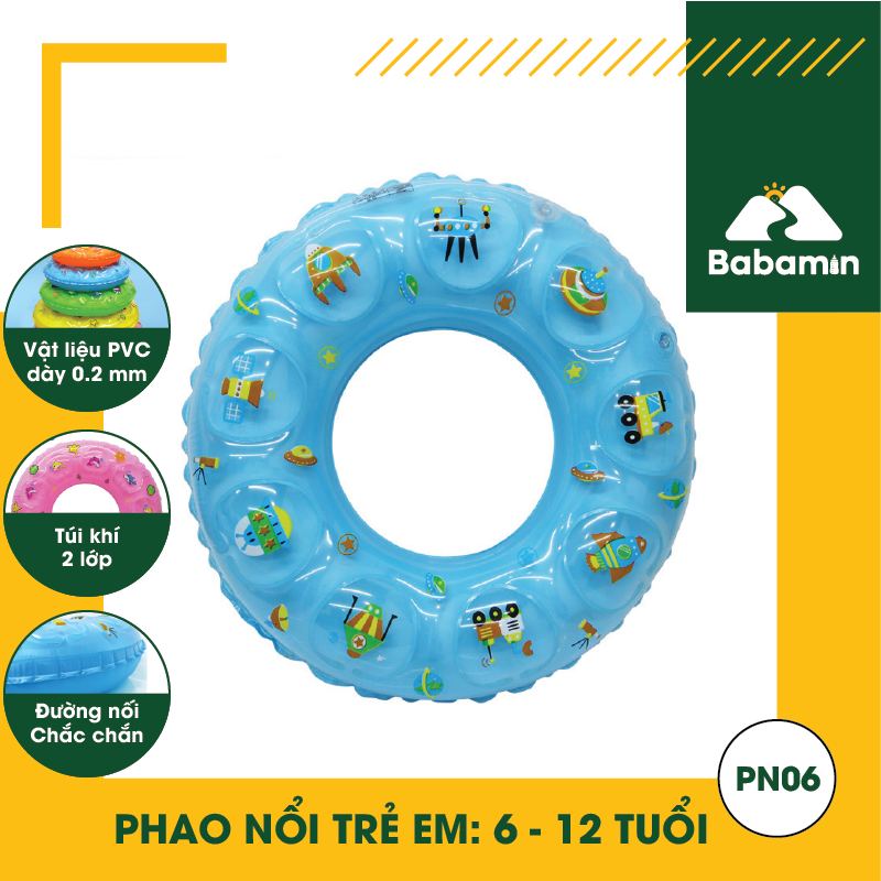 Phao Bơi Trẻ Em 6 - 12 Tuổi - Bơm Hơi, 02 Lớp - Babamin - PN06