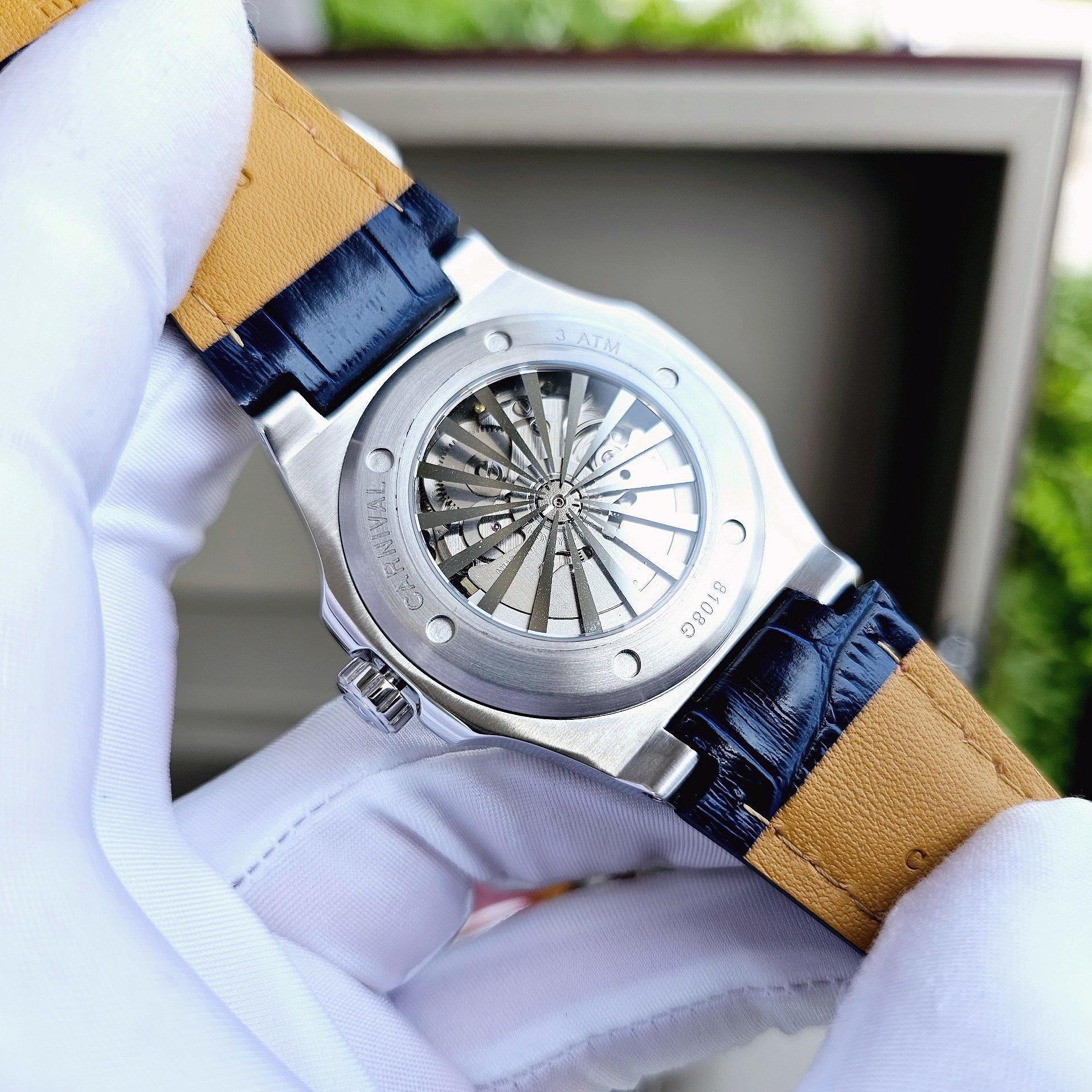 Đồng Hồ Nam Dây Da Carnival Nautilus G8108.304.034 Automatic - Kính Sapphire - Size 41mm - Carnival 8108G-VT-MXANH