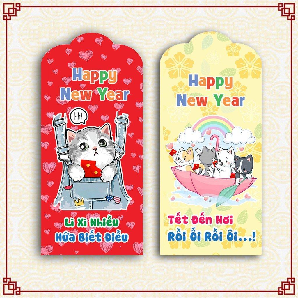 10 Phong Bao Lì Xì Tết Tặng Kèm Túi Bóng Kính