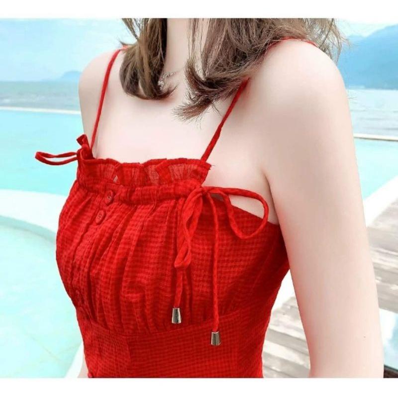HÀNG NHẬP - ĐẦM MAXI 2 DÂY NGỰC RÚT DÂY