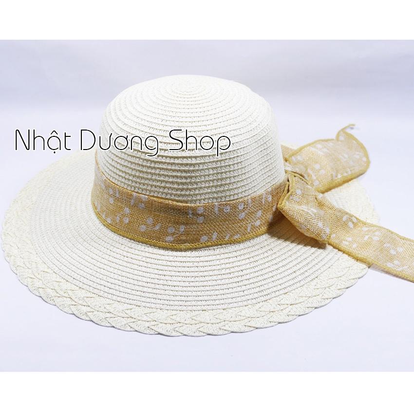 Mũ cói NƠ TO vành rộng 9cm, vòng đầu 57 cm - chất liệu vải cói đẹp thích hợp cho chị em phụ nữ