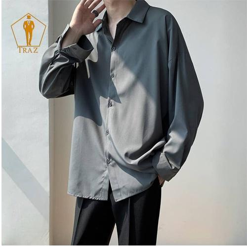 Áo Sơ Mi Nam Nữ TRAZ Phom Rộng Suông Dài Tay Màu Trắng, đen, Xanh Lụa Unisex Basic Học Sinh Mịn Mát