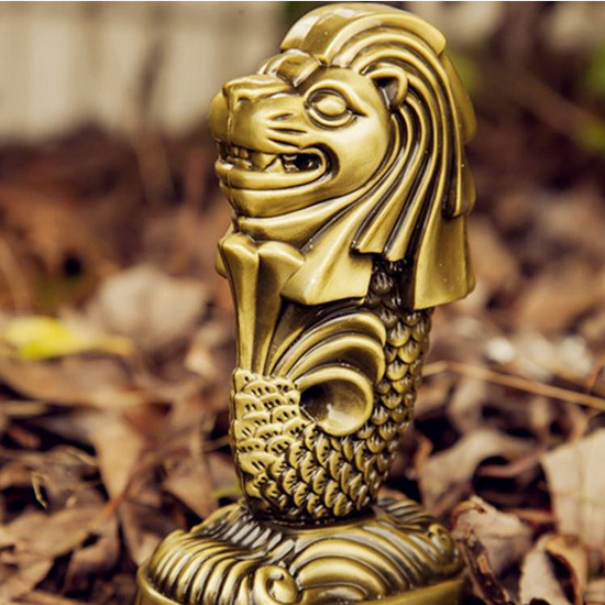 Mô hình sư tử biển Merlion cao 15.5 cm - Màu vàng rêu