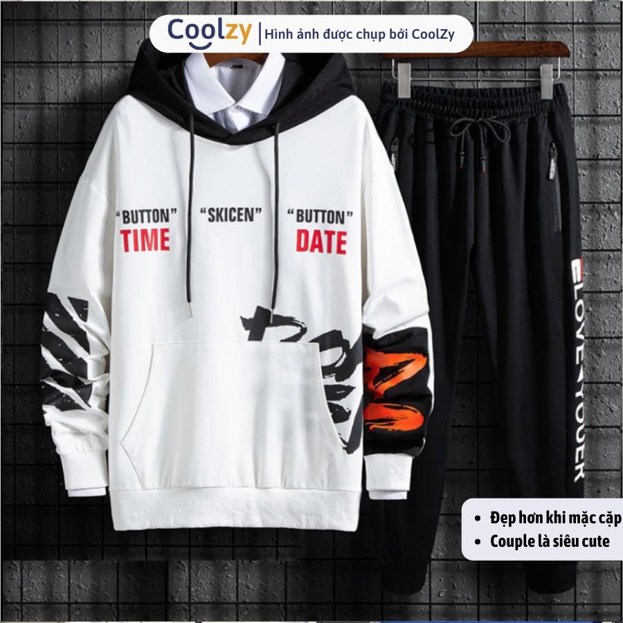 Set Áo Hoodie quần Jogger ️ Áo khoác nỉ thu đông unisex trần bông 2 lớp 2 MÀU + ETADET, form unisex nam nữ trẻ trung