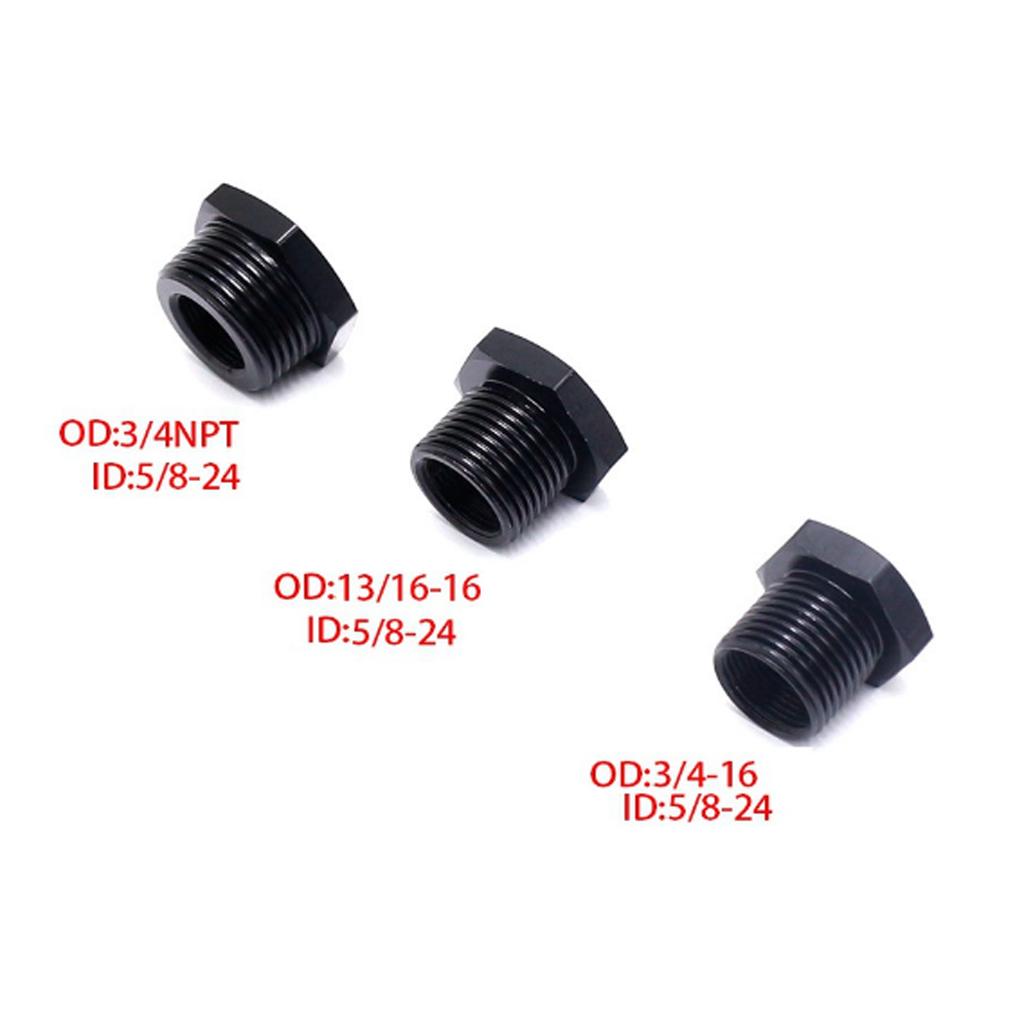 Automotive 5/8-24 to 3/4-16/5 Threaded Oil Filter Adapter Black