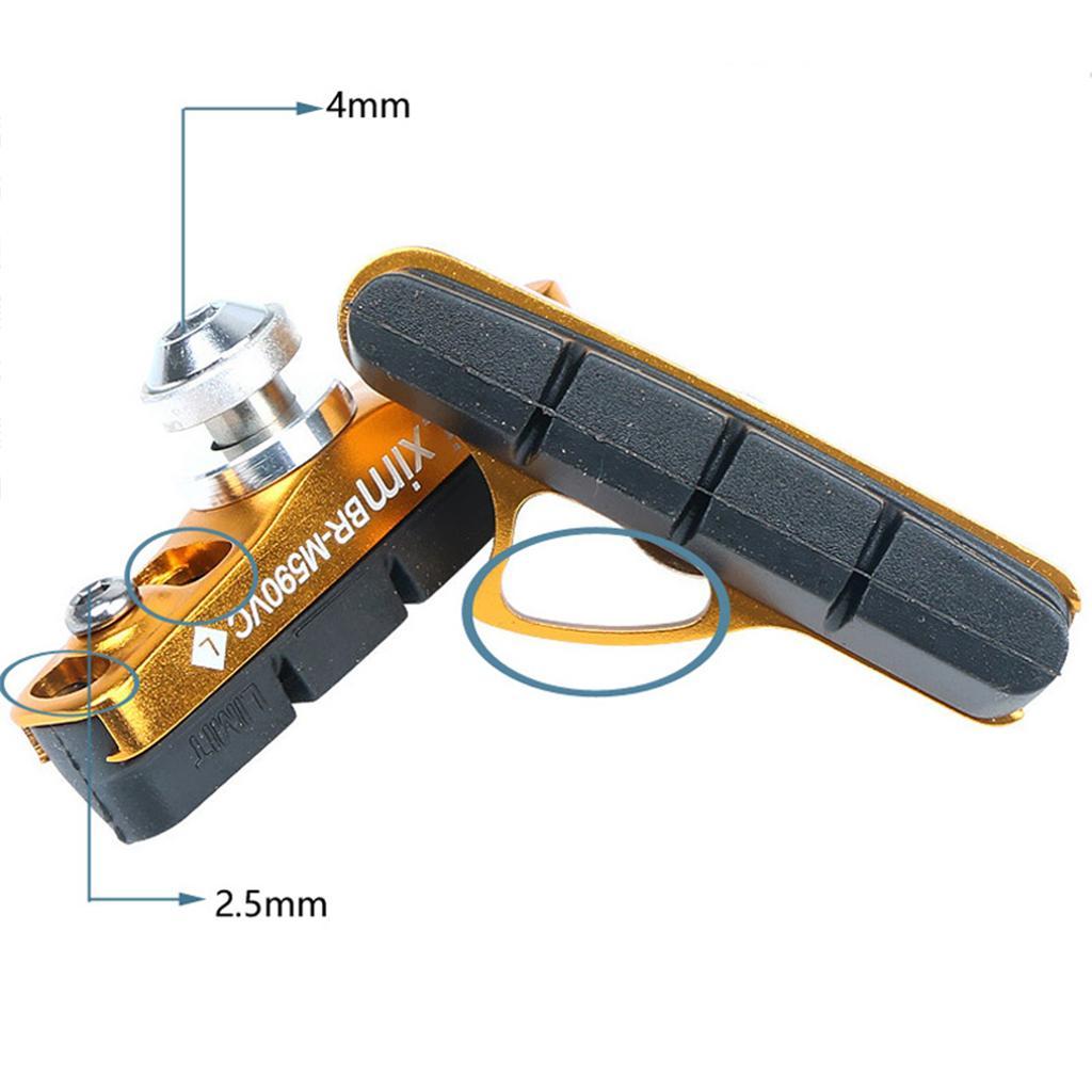 2x Bike Brake Pads, No Noise Road Mountain Cycle Rubber Brake Shoes, Anti-Skid Brake Blocks Set