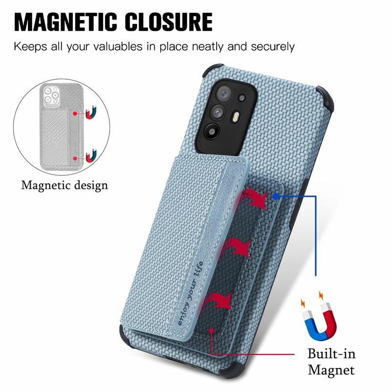 Ốp điện thoại TPU mềm màu trơn họa tiết đan chéo có ngăn đựng thẻ cho OPPO A94 5G A94 4G F19 Pro