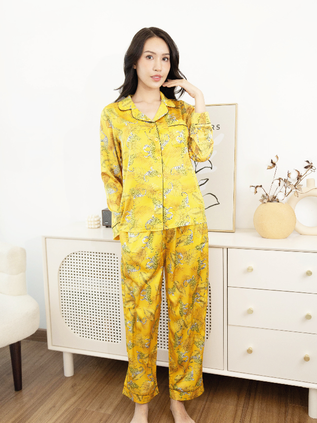 Bộ Đồ Ngủ Pijama Lụa Pháp Cao Cấp Mặc Nhà Đẹp Mềm Mịn Thoáng Mát – HAN CLOSET