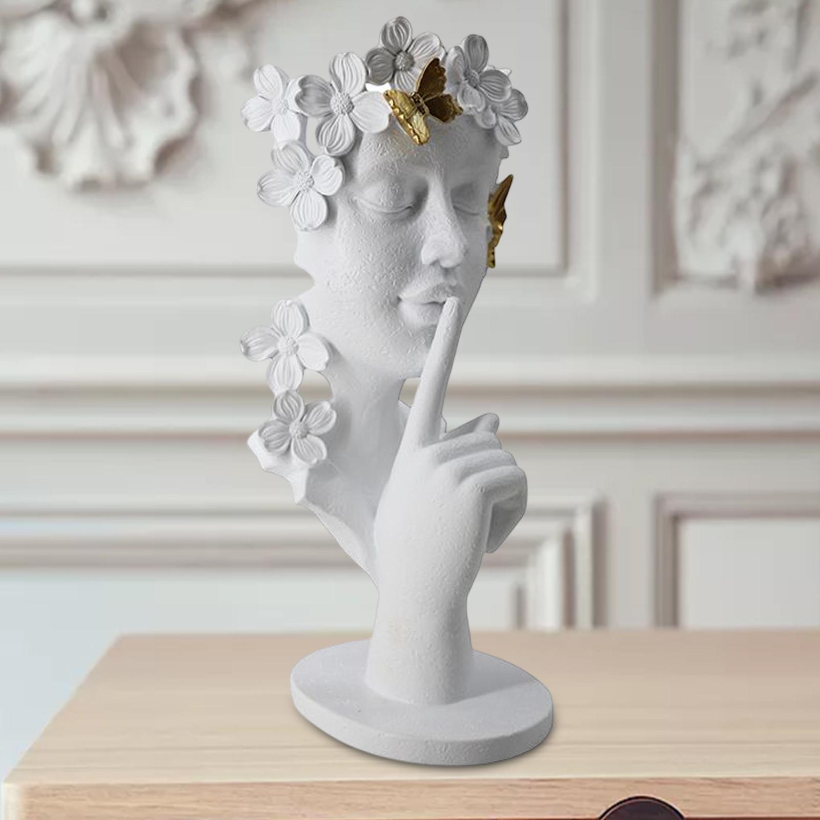 Thinker Statue Half Face Figurine Decoration for Home NightStand Bookshelf