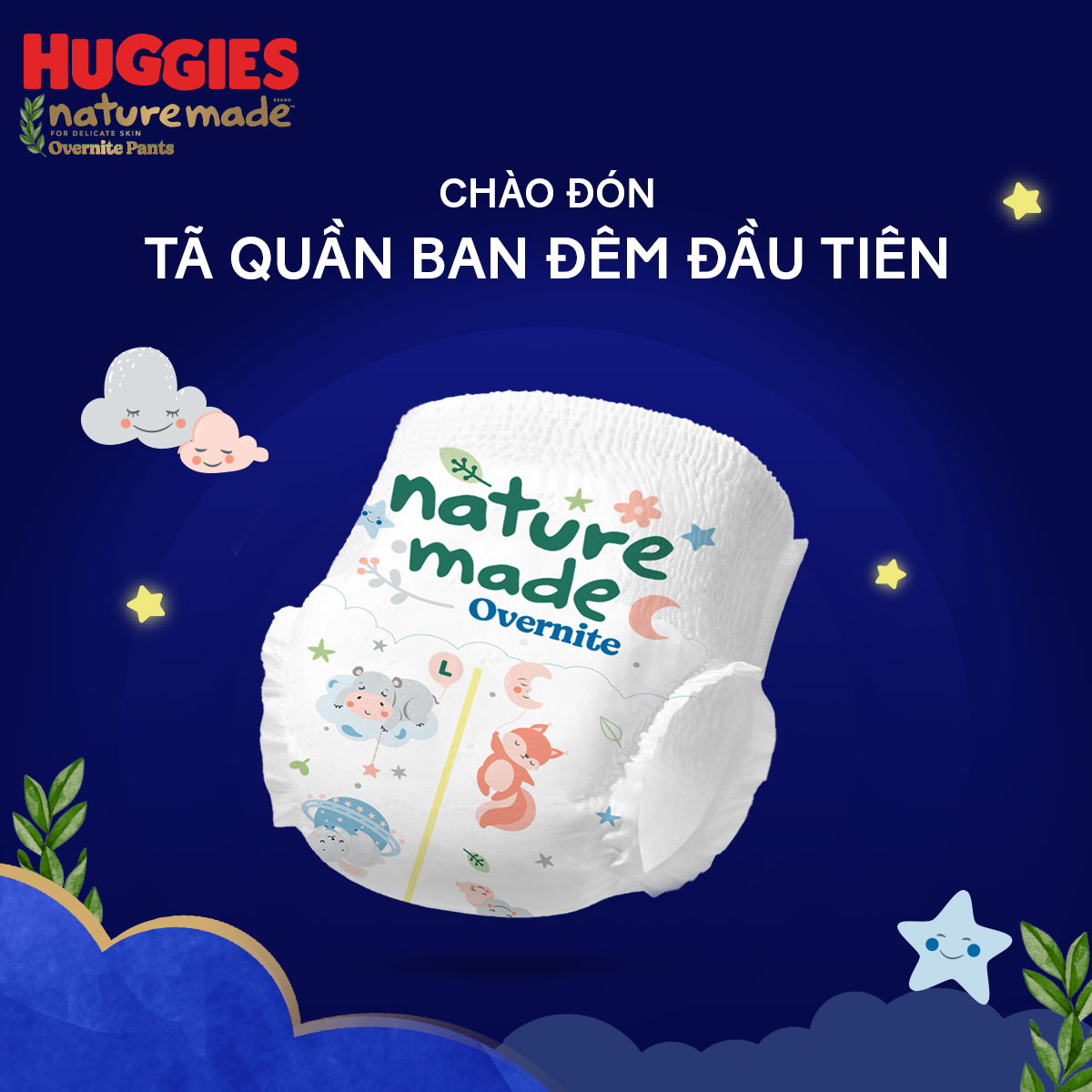 Tã quần Huggies Naturemade ban đêm M 58 miếng