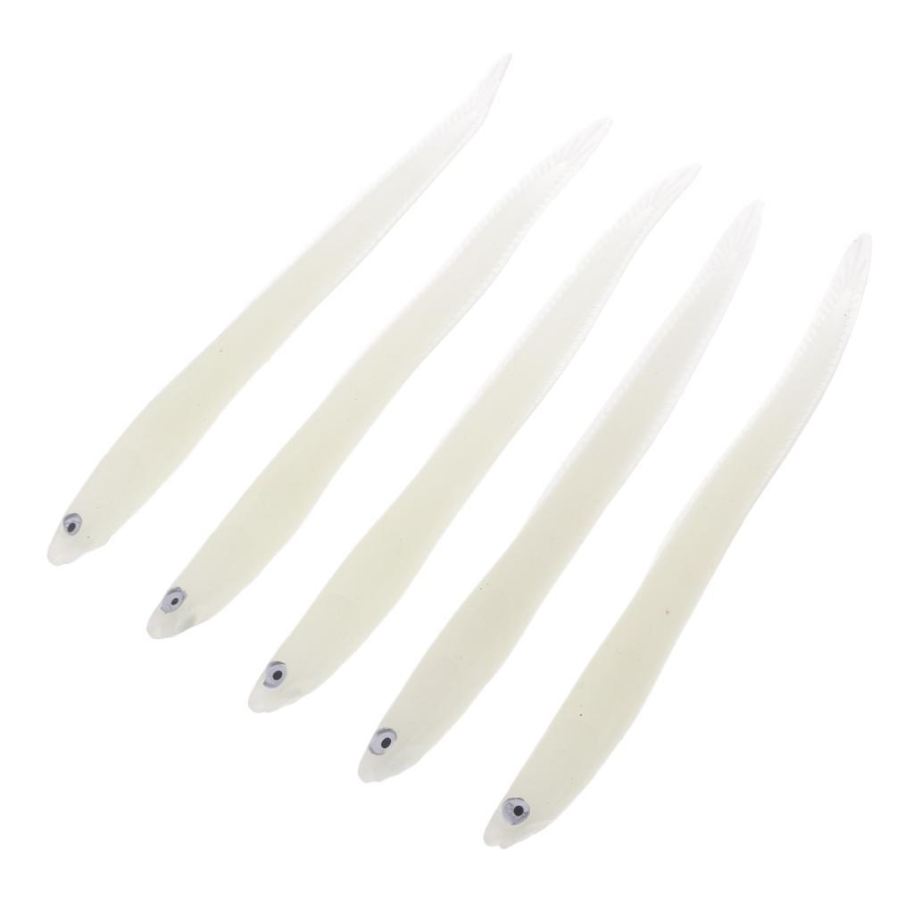 10pcs Soft Eel Luminous Fishing Lure Night Glow Silicone 3D Eyes Minnow Loach Lure Hook