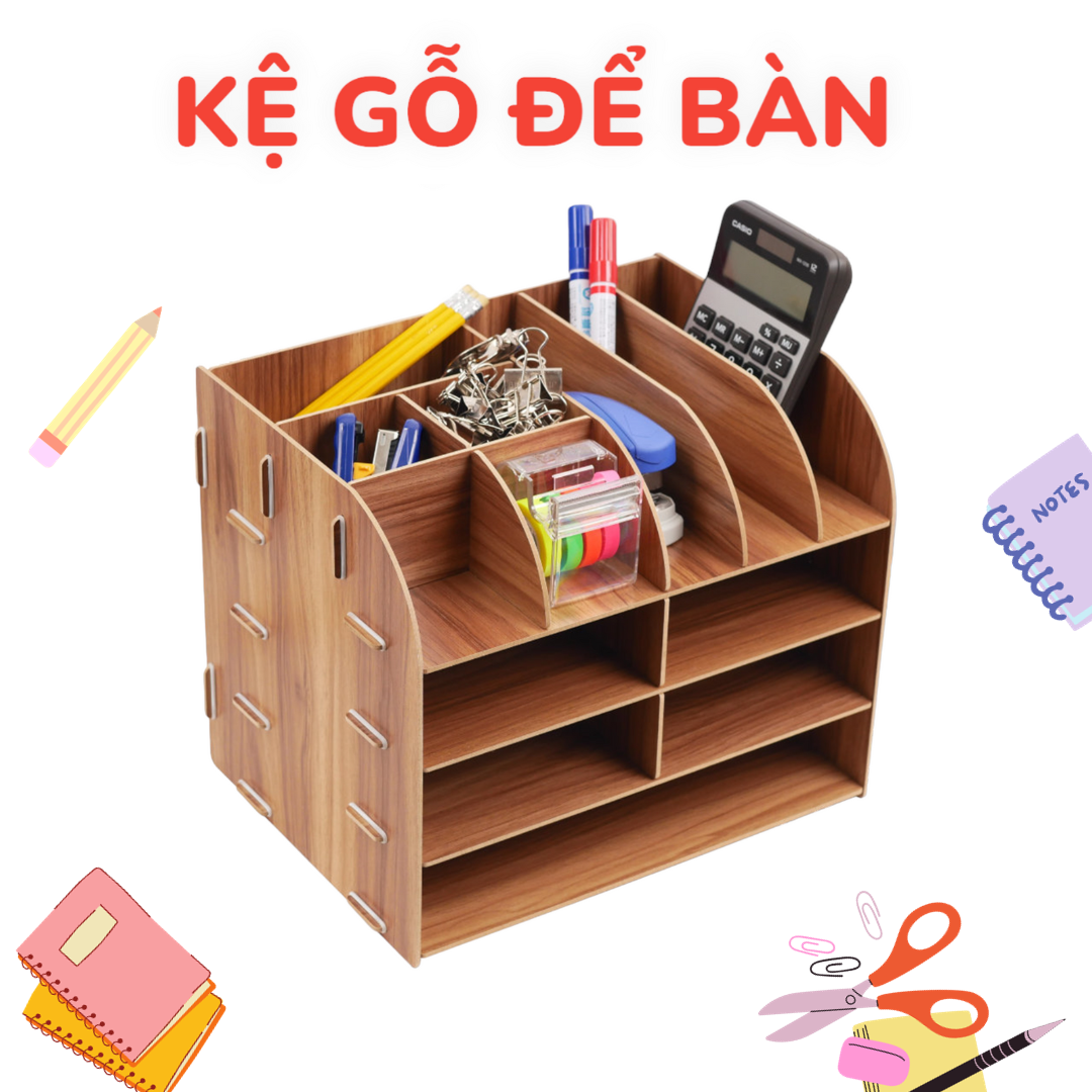 Kệ gỗ, hộp gỗ để bàn, kệ hồ sơ, hộp gỗ đựng tài liệu kết hợp đựng bút, kệ đựng tài liệu bằng gỗ