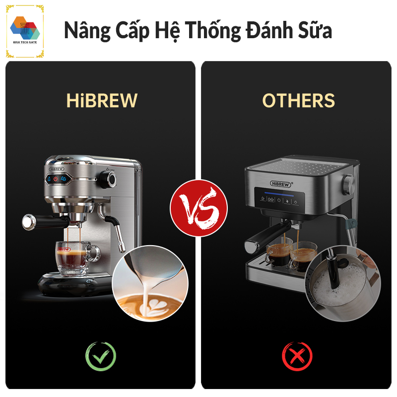 Máy pha cà phê HiBREW H11 pha cafe espresso bán tự động, mini nhỏ gọn cho gia đình, văn phòng, hot and cold đặc biệt, tặng kèm tấm lót, temper và ca đánh sữa 350ml, hàng chính hãng