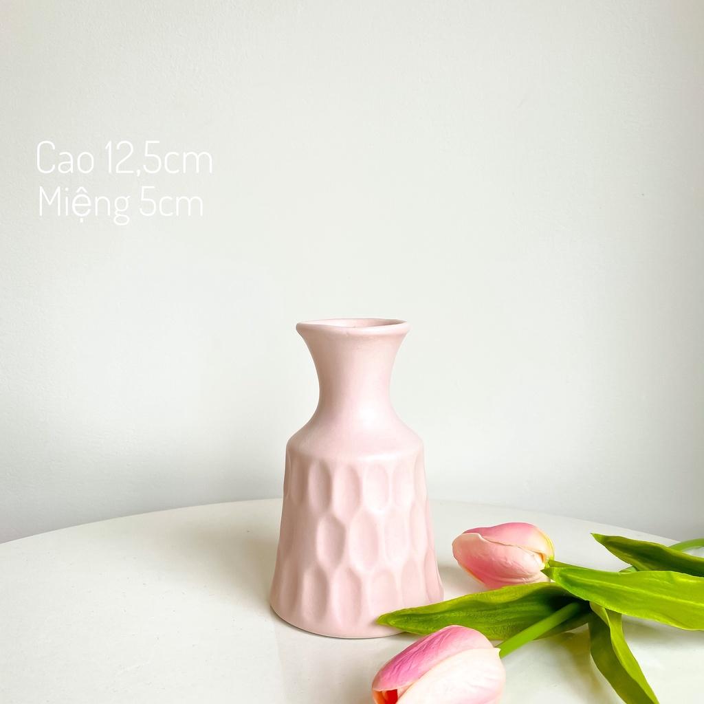 Bình Hoa Mini, Lọ Hoa Bát Tràng Men bóng màu Hồng Pastel nhẹ nhàng cực xinh