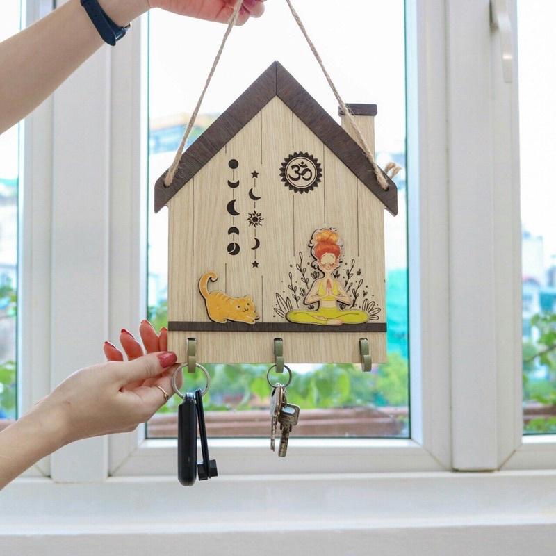Combo 2 bảng gỗ treo cửa có móc treo chìa khoá nhiều mẫu mã sang trọng