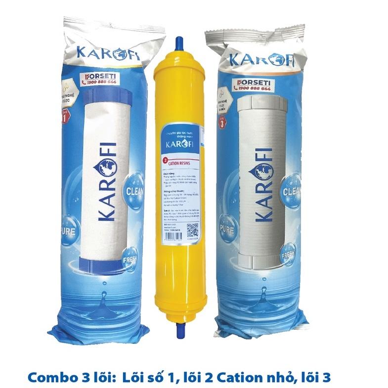 Combo 3 lõi lọc nước Karofi hàng chính hãng 123 với lõi số 2 Cation resin nhỏ cho các náy N-e - Hàng chính Hãng