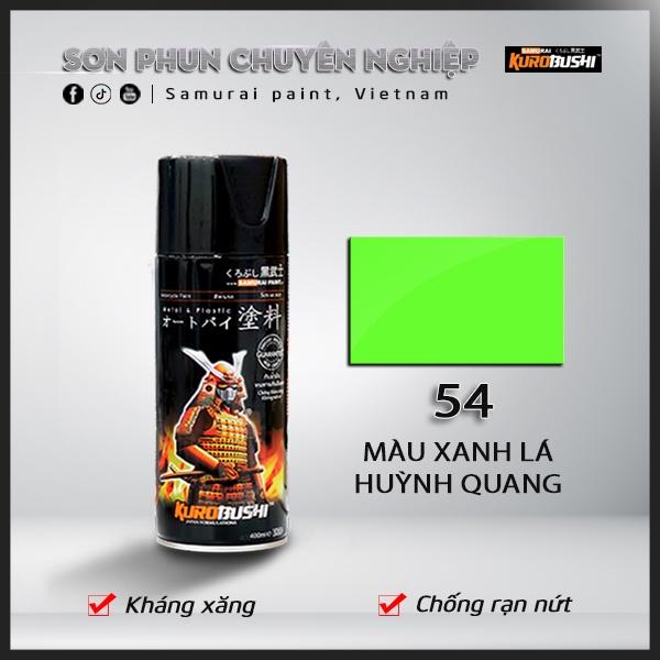 Sơn xịt Samurai Kurobushi - MÀU XANH LÁ HUỲNH QUANG 54 (400ml)