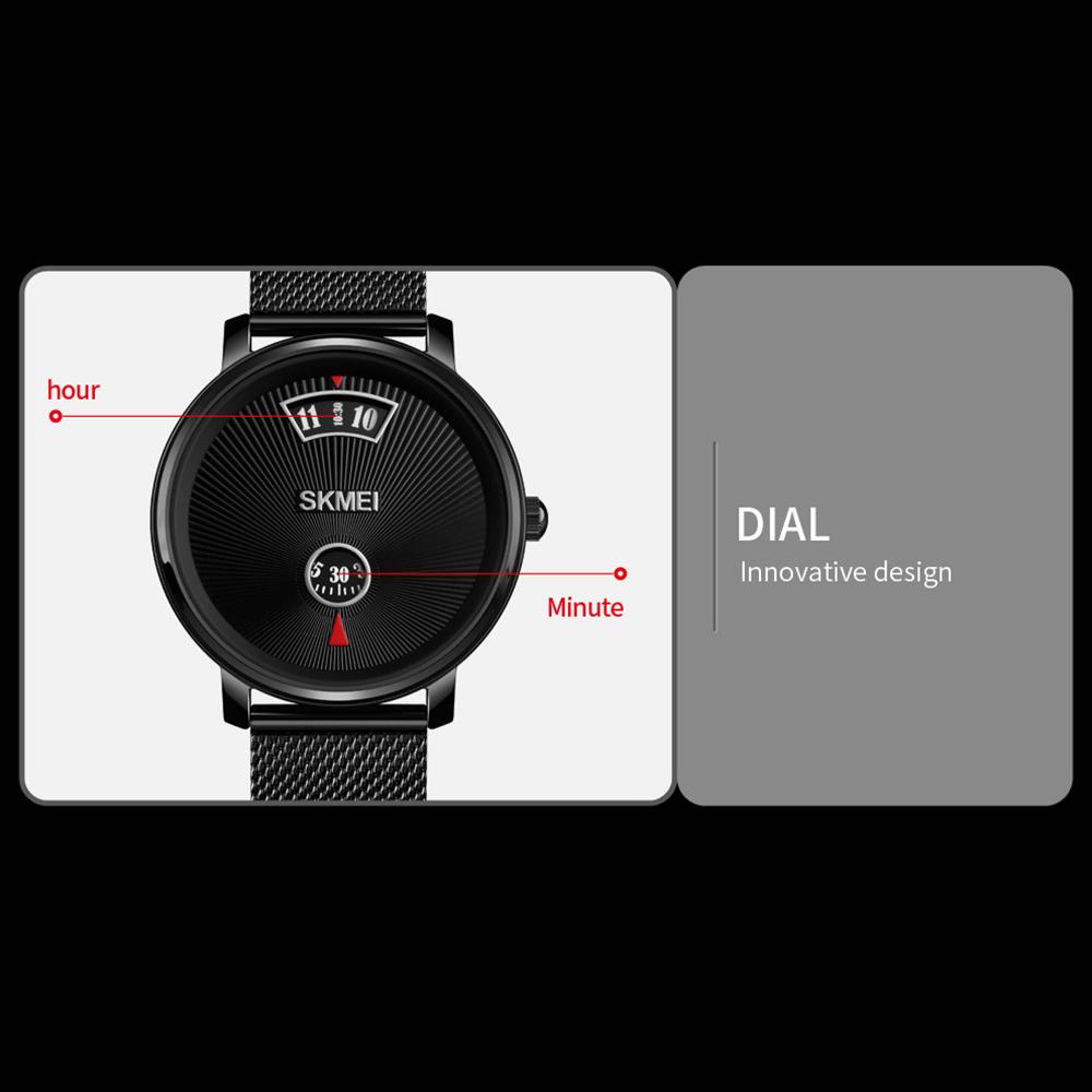 Đồng hồ Quartz Thể thao Đơn giản Thời trang Hiển thị Giờ phút Dây đeo Lưới 3ATM Nam chống thấm nước SKMEI 1490