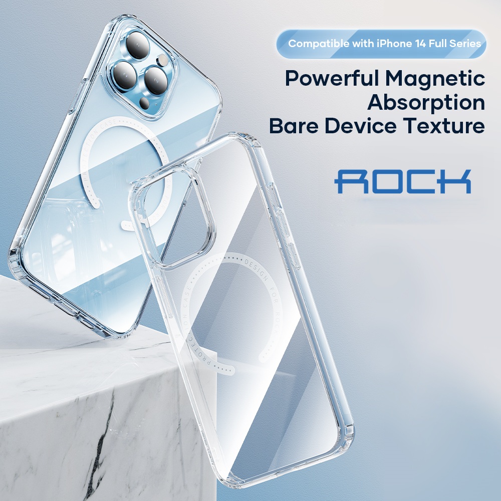 Ốp lưng chống sốc trong suốt hỗ trợ sạc Maqsafe cho iPhone 14 Pro Max hiệu Rock Protection Maqsafe Magetic Case - hàng nhập khẩu