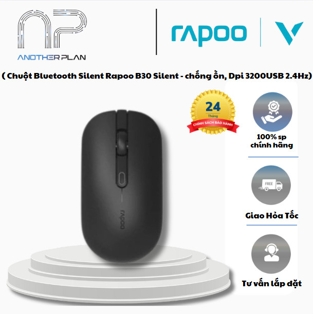 [ Hàng Chính Hãng ] Chuột không dây Rapoo B30 Silent chống ồn, Dpi 3200, kết nối USB 2.4Hz - BH 24 tháng