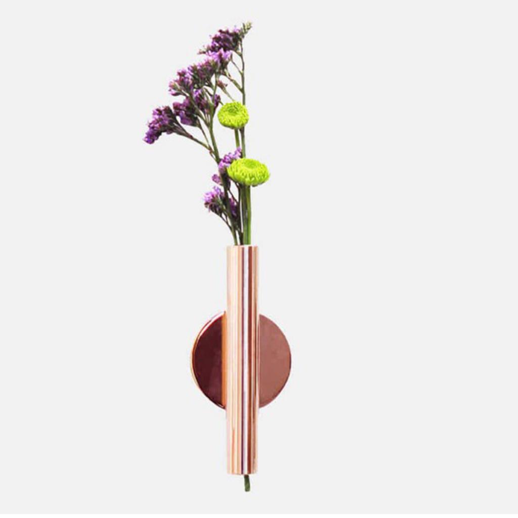 2Pcs Wall-Mounted Flower Tube Wall Hanging Metal Vase Iron Art Decor, 4''H