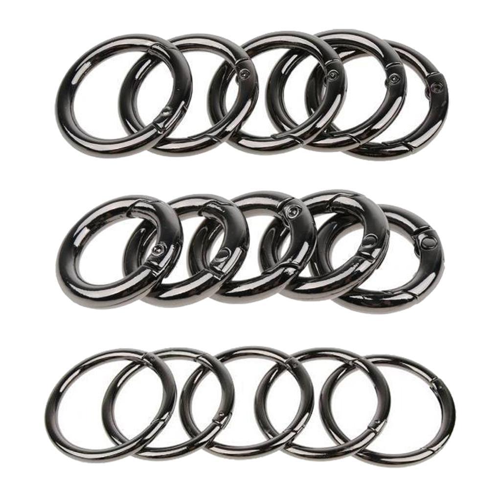 15pcs Zinc Alloy Round Spring Snap Hook Keychain Ring Buckle for Outdoor Camping Hiking