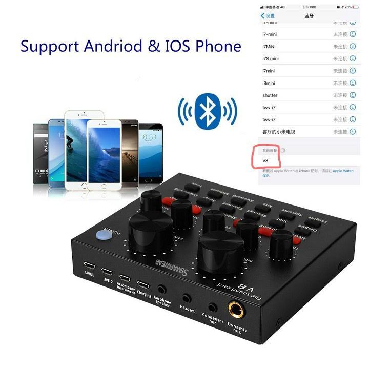 Combo Hát Thu Âm Livestream Sound Card V8 Micro BM900 . Giả Giọng Người Già , Trẻ Em , Autotune . Bảo Hành 12 Tháng