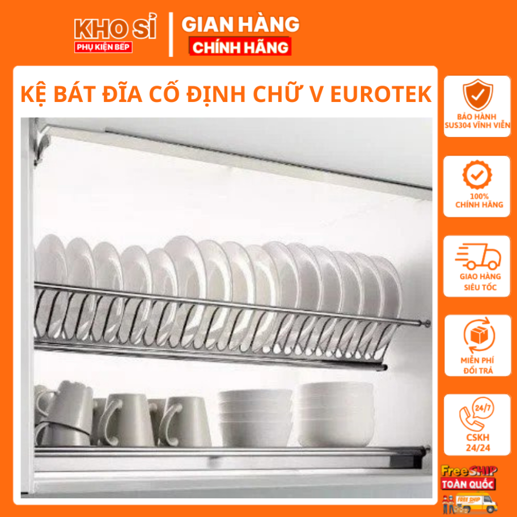 Kệ Bát Đĩa Cố Định Chữ V Eurotek Dễ Dàng Cất Và Lấy Bát Đĩa, Tránh Va Chạm Gây Mẻ Vỡ