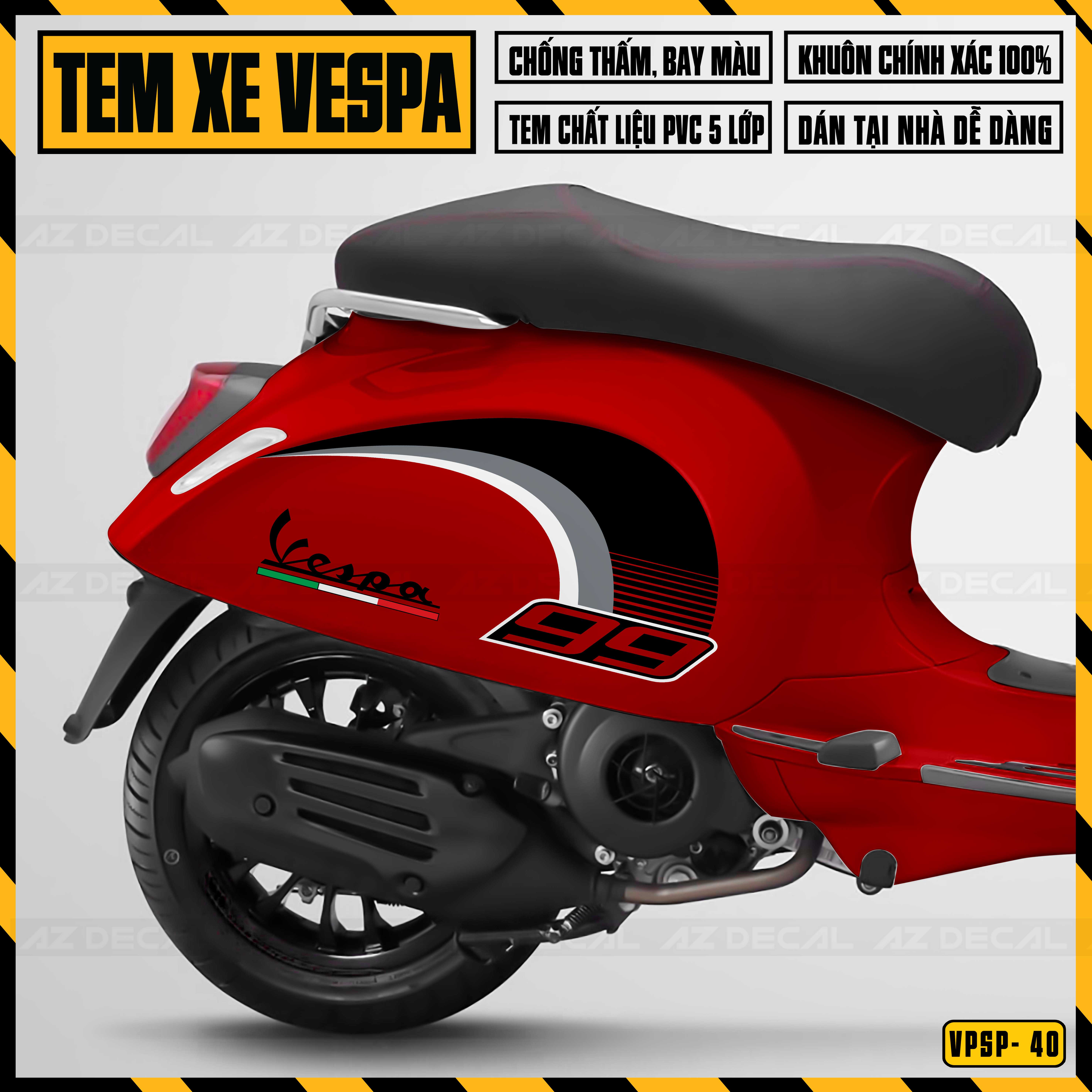 Tem Chế Dán Xe Vespa Sprint / Primavera Mẫu Stage 6 | VP40 | Decal Rời Dán Vespa Đẹp, Chống Nước, Chống Bong Tróc