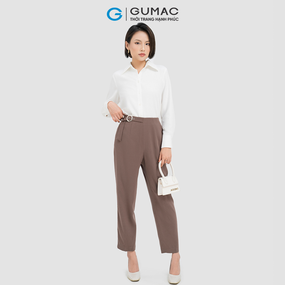 Quần baggy phối phụ kiện lệch tôn dáng thanh lịch công sở GUMAC QD04026