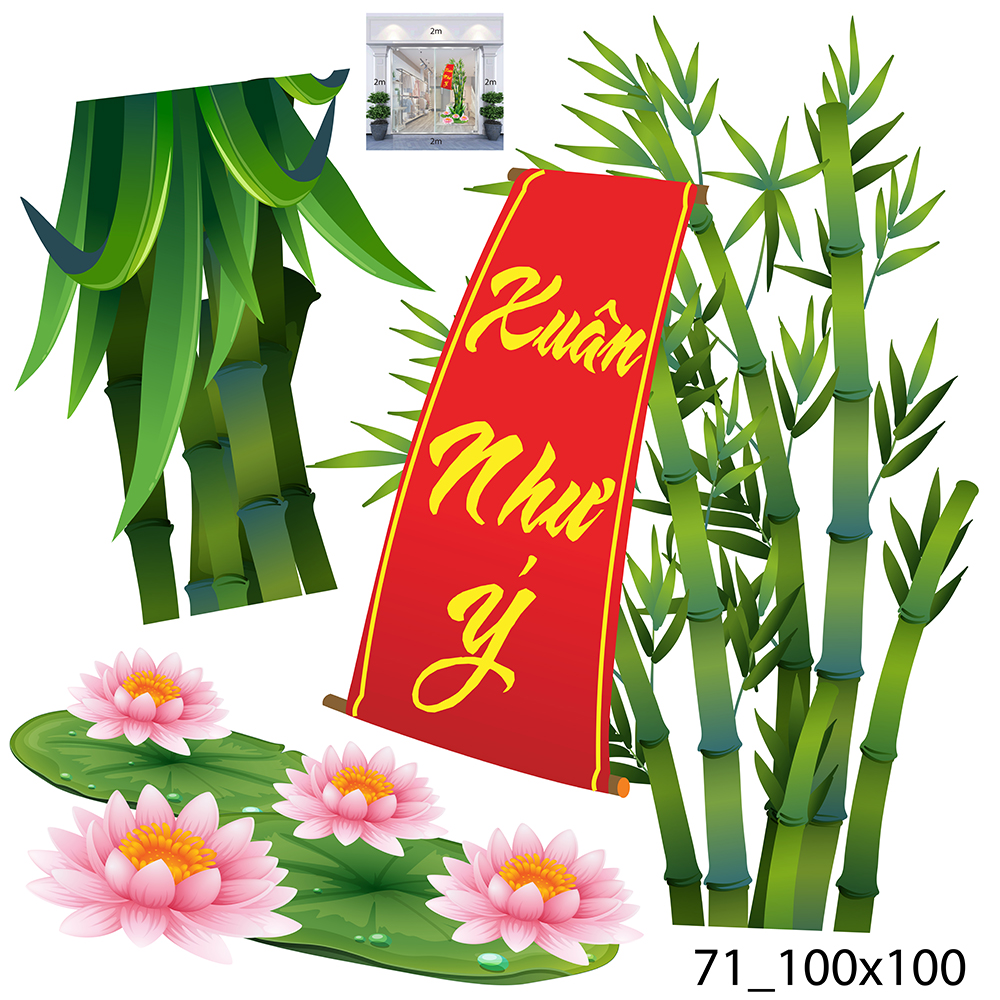 Decal trang trí tết xuân 2020 combo số 12