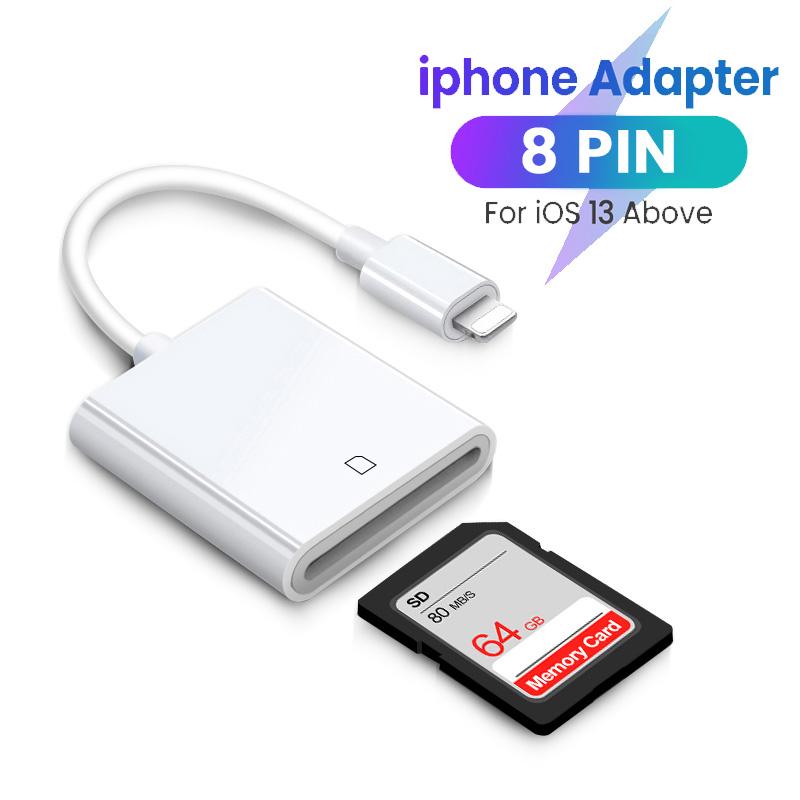 Bộ Chuyển Đổi Thẻ Nhớ SD TF 2In1 Cho Iphone 14 13 12 8Pin Sang Đầu Đọc Thẻ SD TF Bộ Chuyển Đổi Dữ Liệu Cho iOS 13 Trên Đầu Đọc Thẻ Camera