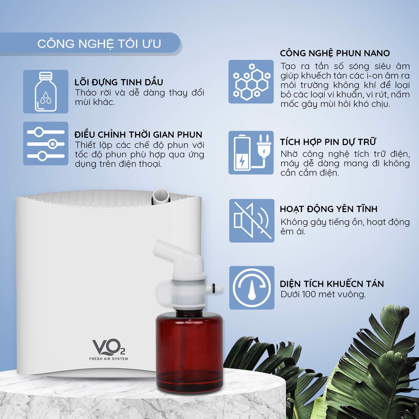 Máy xông tinh dầu chuyên dụng cho gia đình OILMART VO2 Smart Home Aroma Diffuser